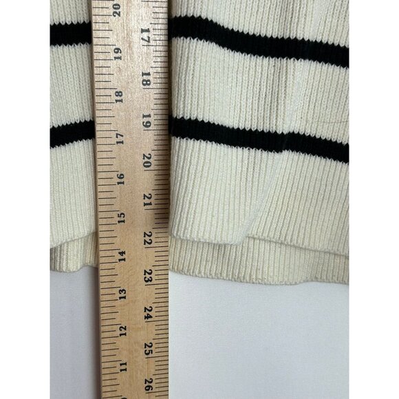 Evereve Womens Sweater L Vest Striped Short Sleeve Cotton Blend Black/White - Picture 5 of 10